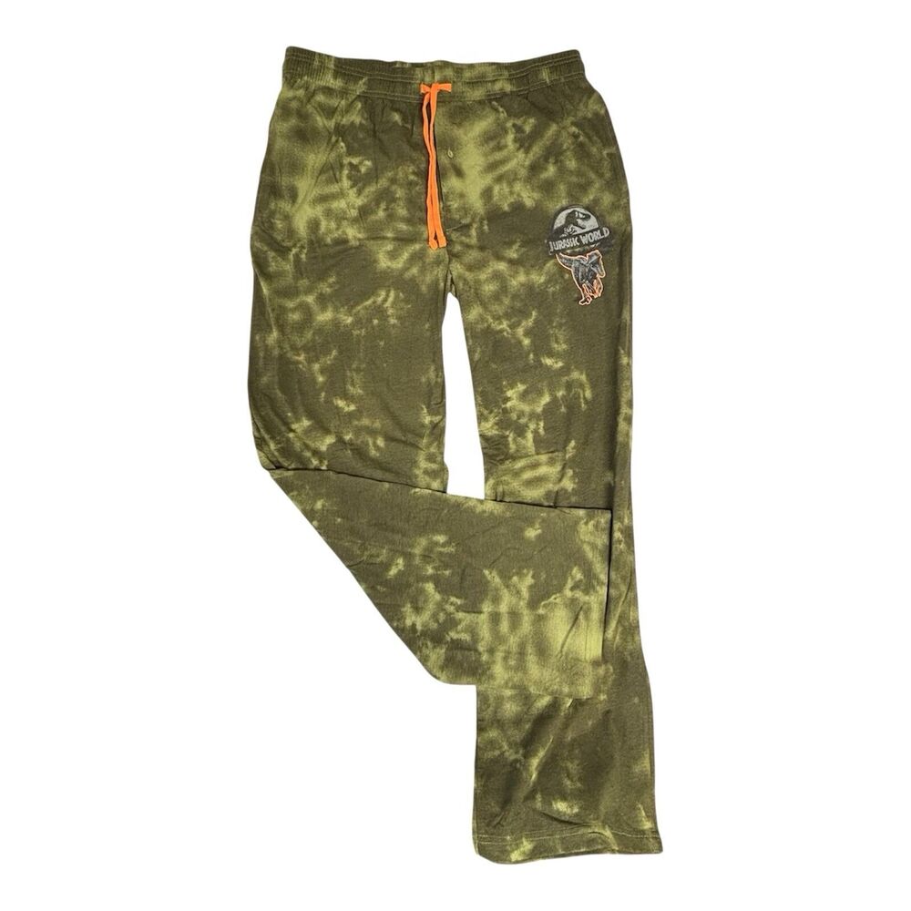 Jurassic Park Lounge Pants Spray Raptor Pajama Bottoms Green Camo NEW